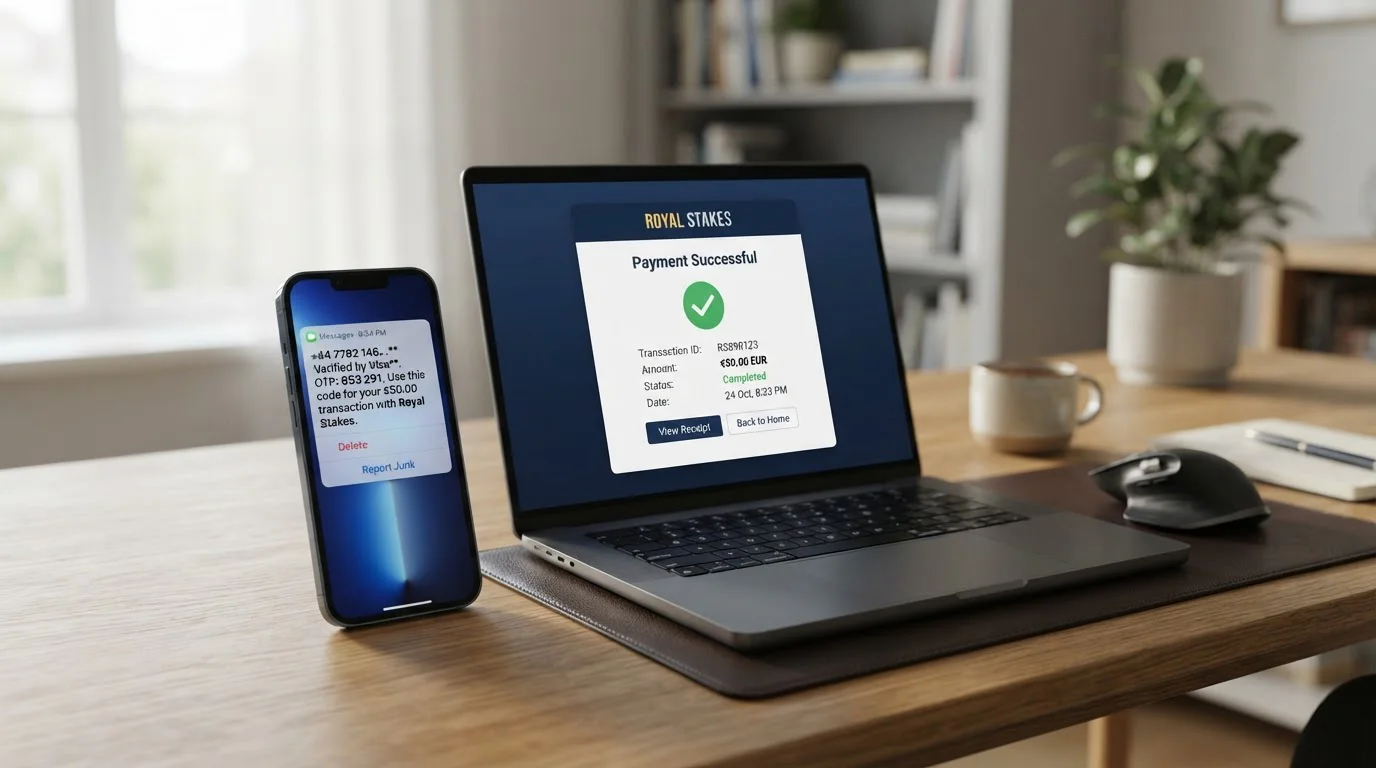 Mobilní telefon s platební SMS zprávou a online casino rozhraním