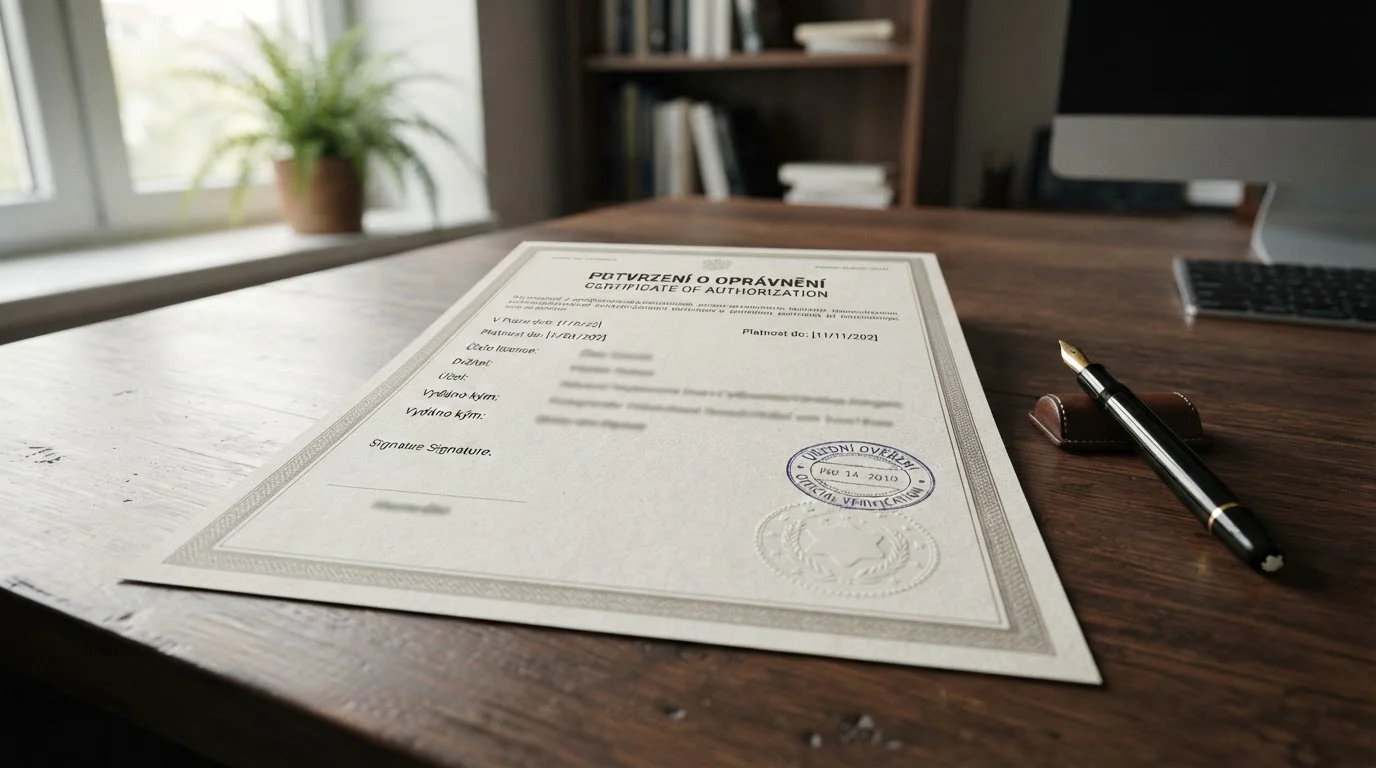 Oficiální dokument české licence pro online casino
