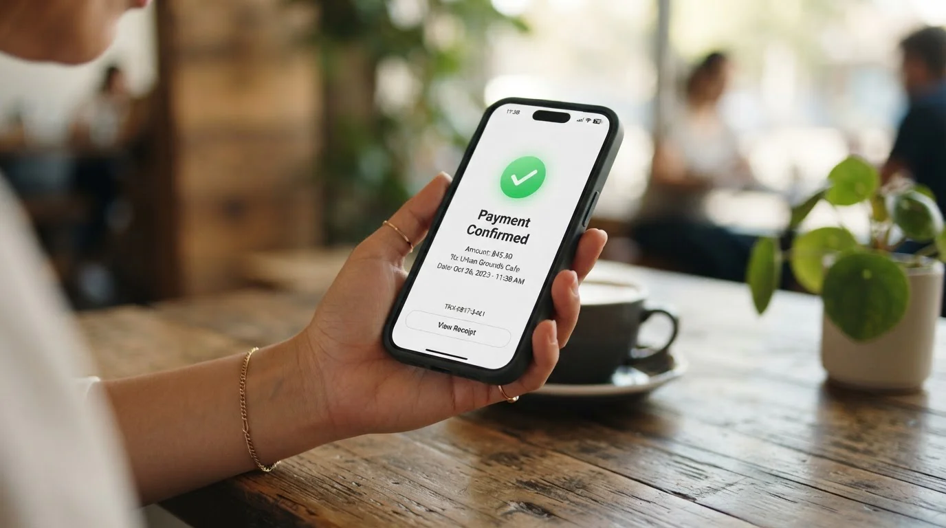Smartphone s GoPay aplikací a potvrzením transakce