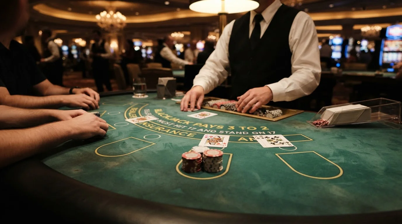 Živé casino s blackjack stolem a dealrem