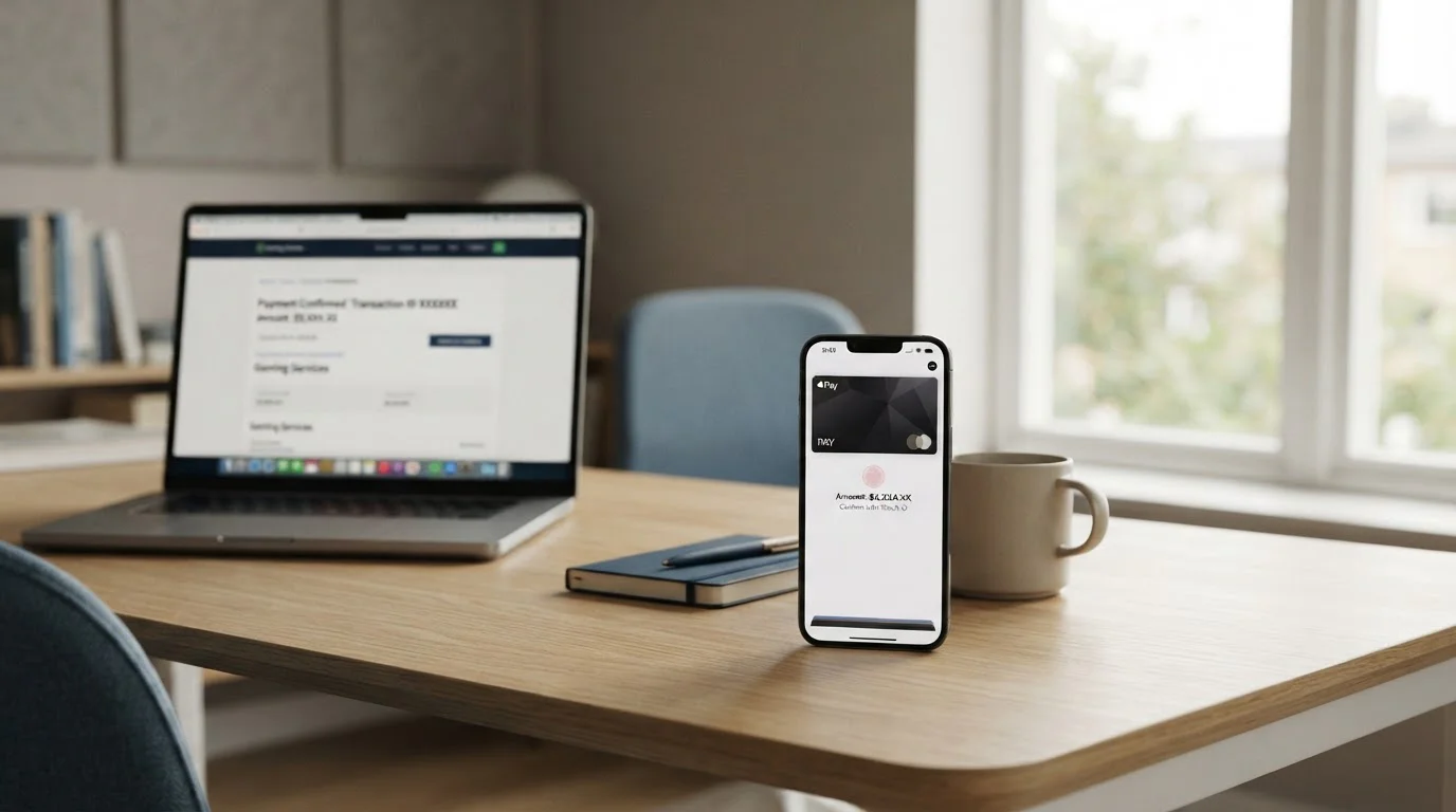 iPhone s Apple Pay platbou do online kasina na obrazovce