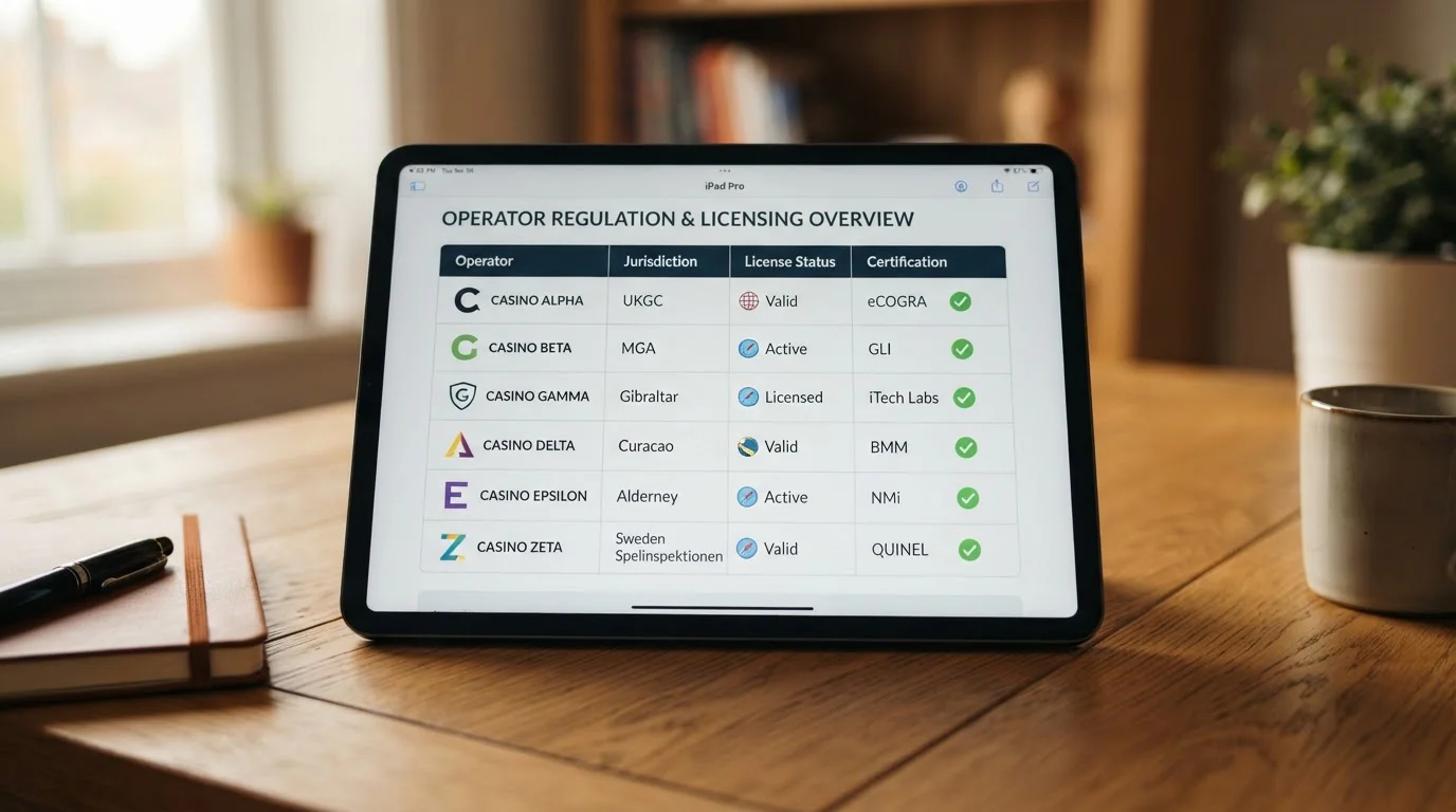 Srovnávací tabulka online kasin s licencemi a platebními metodami