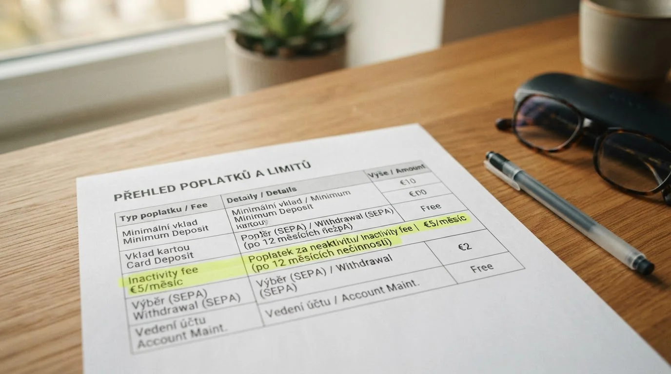 Tabulka s limity a poplatky paysafecard zvýrazněná inactivity fee