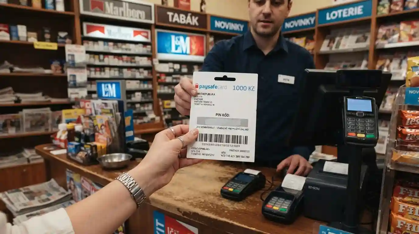 Paysafecard voucher 16místným PIN kódem v trafice