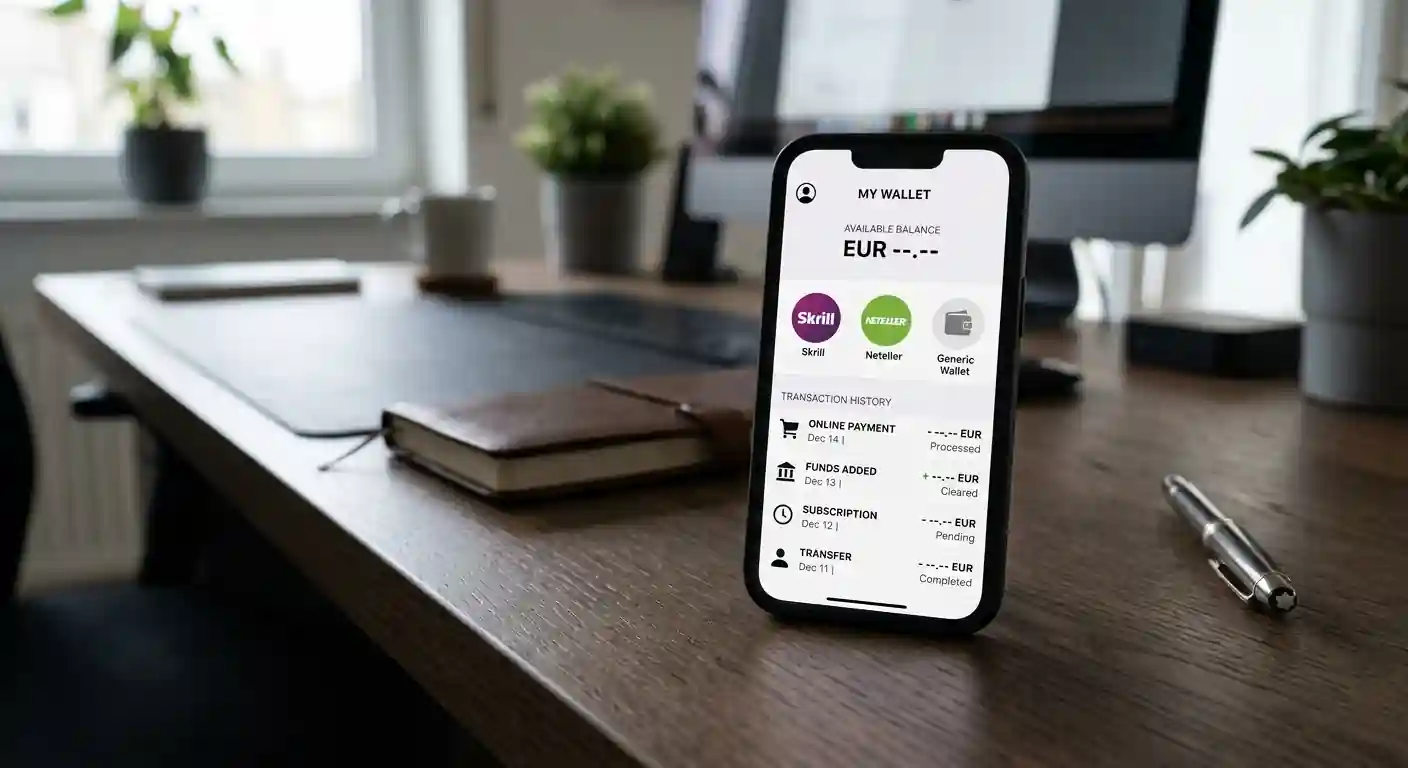 E-peněženka na smartphone obrazovce s ikonami platebních metod