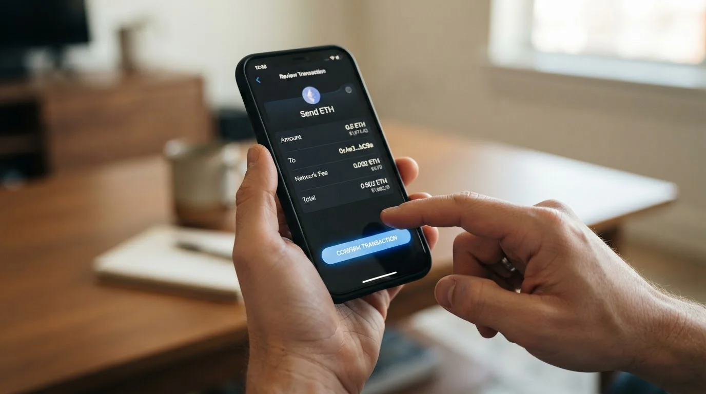 Proces převodu USDT z peněženky do online casina na smartphone obrazovce